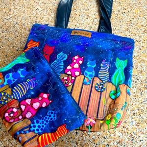 Quilted Hand Bag & Cosmetic Bag Set